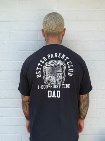 1-800-First Time Dad Pigment Dyed Vintage Black Tee
